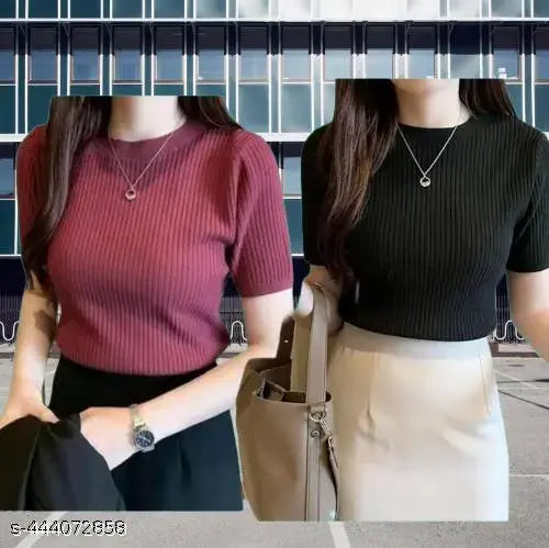 SOLID RIB COMBO BLACK & MARRON