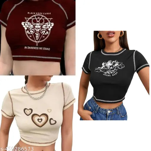 Combo Rib Top 3Heart Cream or Hope Halloween Maroon and Angel Baby Black For Girls